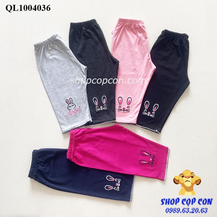 Quần legging lửng thêu thỏ cho bé từ 25kg đến 32kg