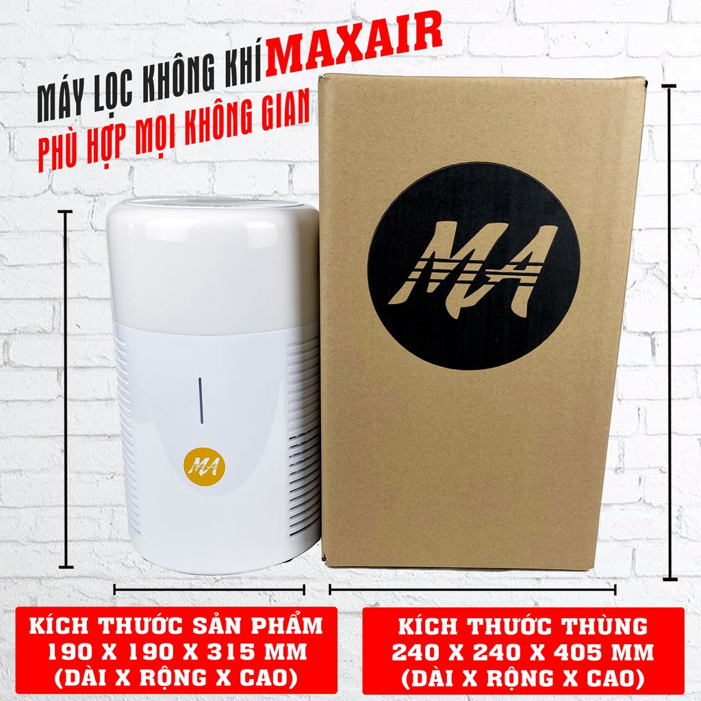 Máy lọc không khí MaxAir lõi lọc than hoạt tính khử mùi, Air Purifier lọc bụi mịn,lọc lông chó mèo,BH 12tháng CHÍNH HÃNG