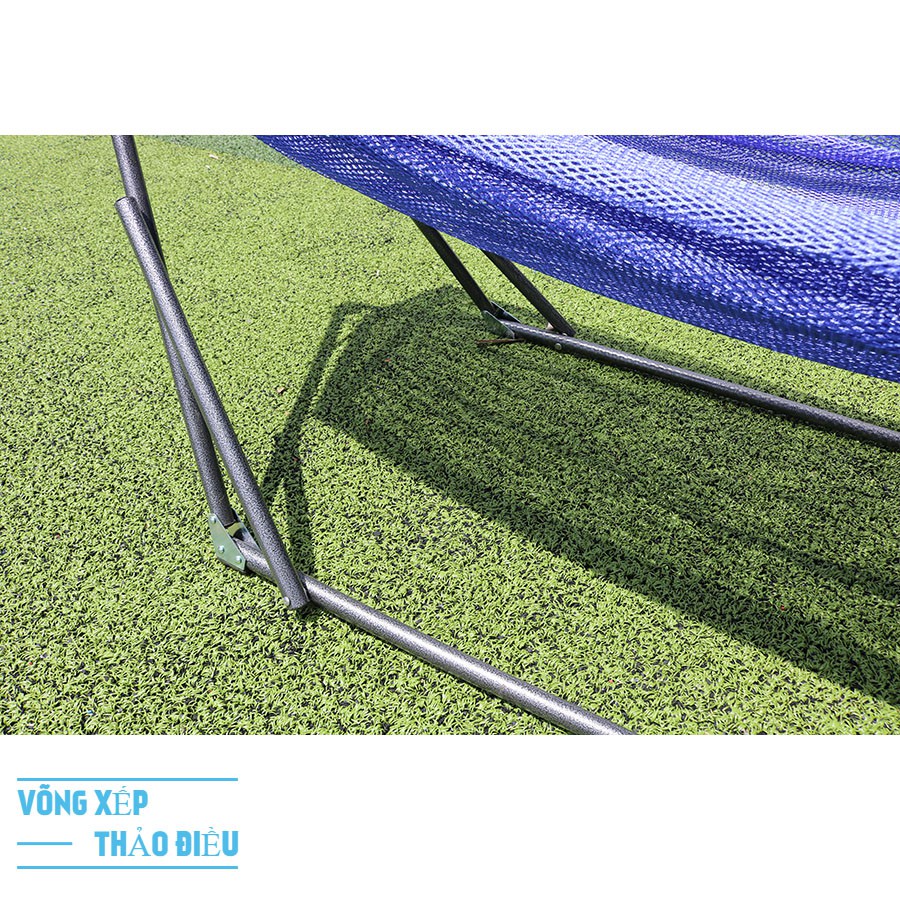 Võng xếp ống phi 32 cao cấp kèm vải lưới rộng _Võng Xếp Thảo Điều
