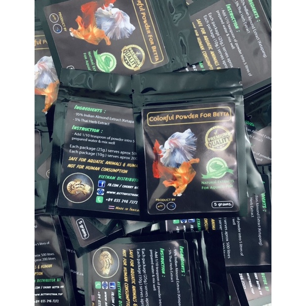 Bột lá bàng 5g - dưỡng cá betta thay thế lá bàng