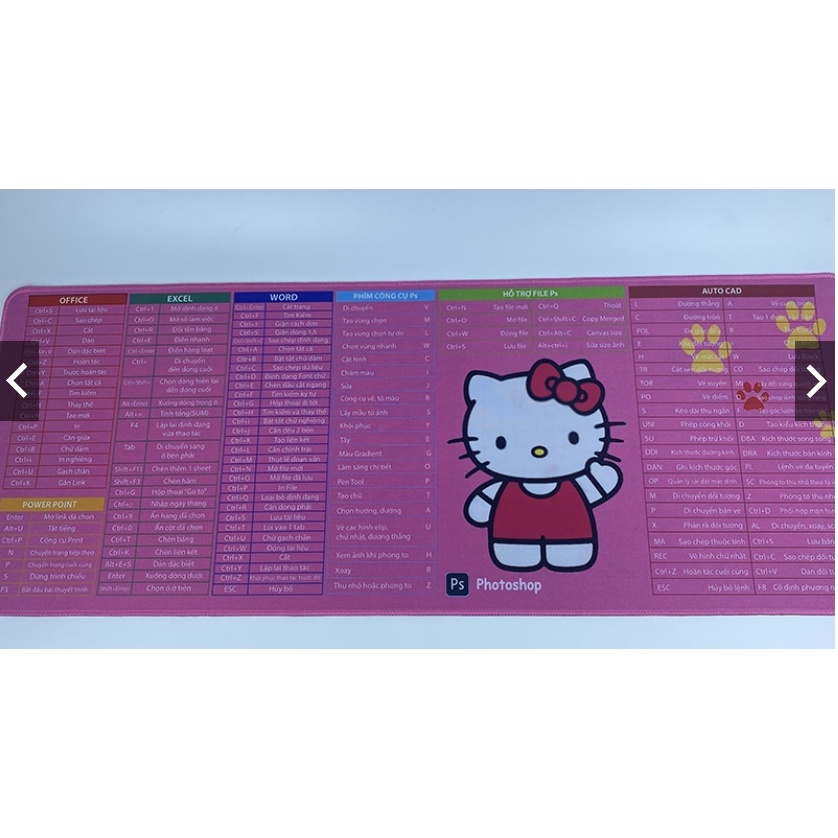 Lót chuột cỡ lớn anime phím tắt máy tính gaming  LC80