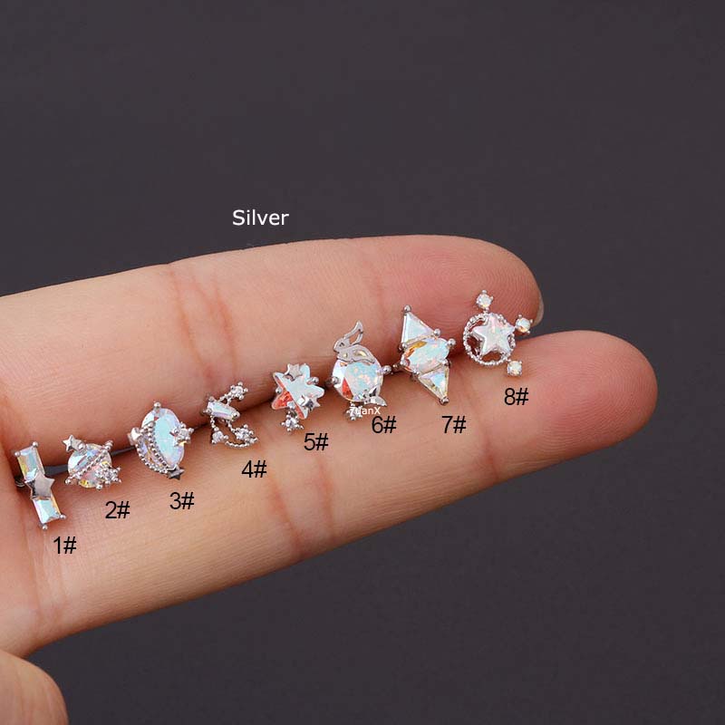 1 Chiếc khuyên tai hình mặt trăng ngôi sao 20g bằng thép không gỉ