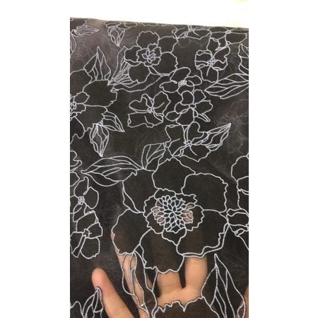 Vải tơ organza hoa hàng đẹp đảm bảo chất lượng có 3 màu trắng đen be