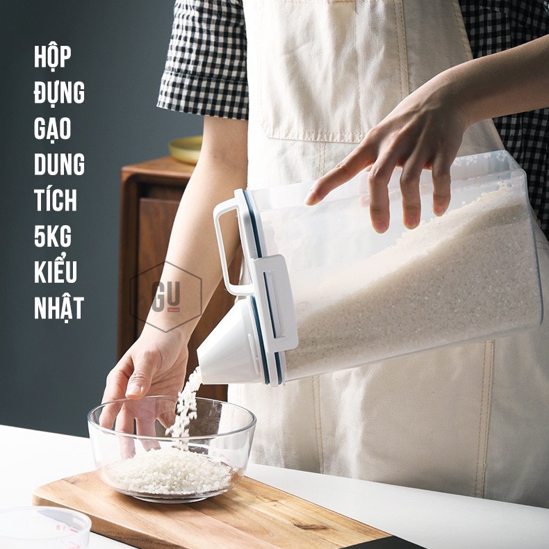 Thùng Đựng Gạo, Hộp Đựng Gạo, ngũ cốc, hạt, đồ khô kiểu Nhật 2kg