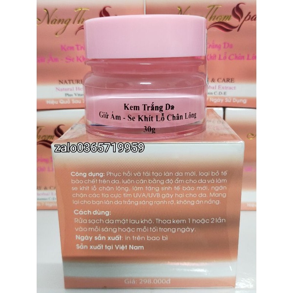Nàng thơm spa kem dưỡng trắng da, giữ ẩm, se khít lỗ chân lông hộp  hiệu quả sau 7 ngày sử dụng