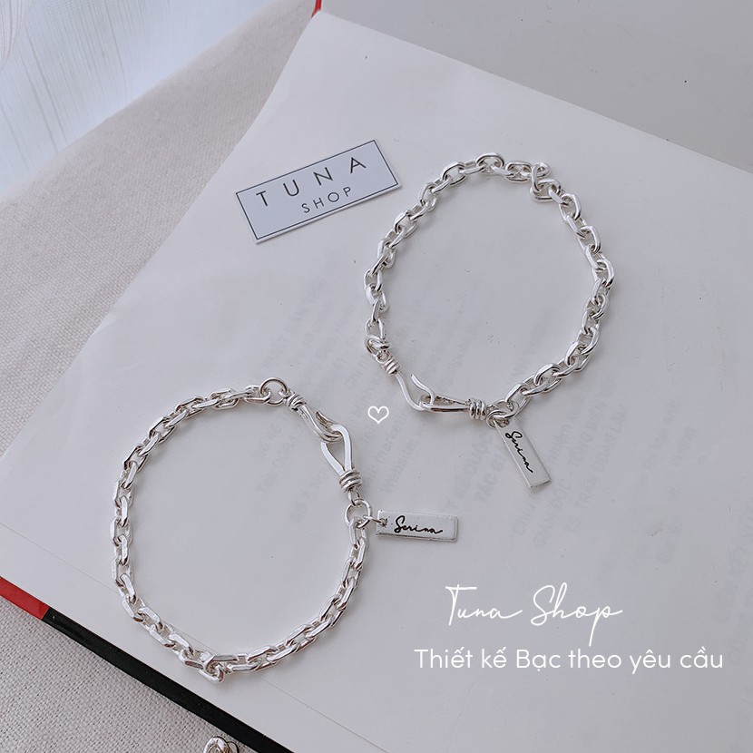 [HÀNG THIẾT KẾ]  Vòng tay đôi Bạc làm theo yêu cầu _𝐀̉𝐧𝐡 + 𝐯𝐢𝐝𝐞𝐨 𝐭𝐡𝐚̣̂𝐭_ TUNA SHOP Trang sức Bạc