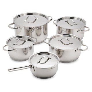 Bộ nồi quánh 3 đáy inox 304 FiveStar Plus nắp Inox Kit  FS10C ( 1 quánh 16cm x 1 nồi 16cm x 2 nồi 20cm x1 nồi 24cm )