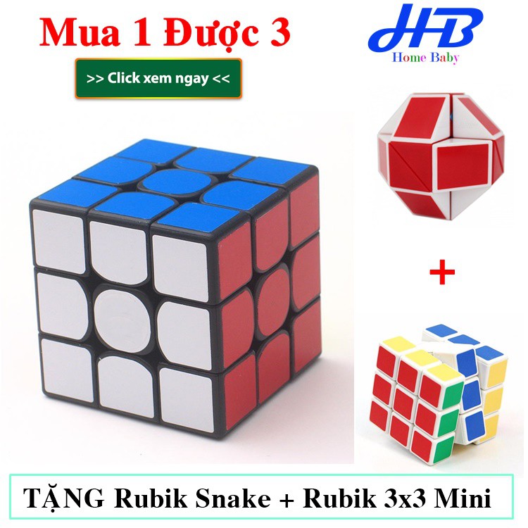 Đồ Chơi Rubik Magic Cube 3x3x3 Viền CAO CẤP + TẶNG ( Rubik Snake + Rubik Mini 3x3x3 ) - HB769