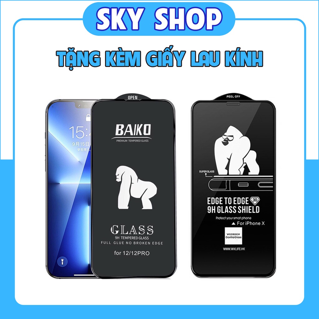 Kính Cường Lực iPhone Full Màn KingKong Baiko  6/6plus/7/7plus/8/x/xr/xs/xsmax/11/11promax/12/13/14/pro/max/plus