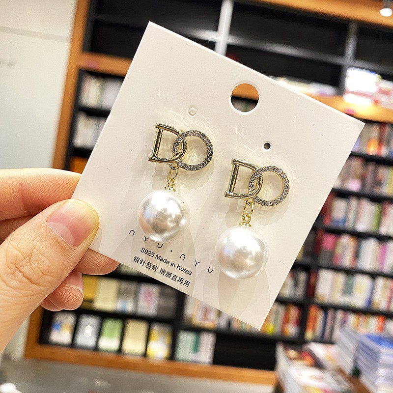 Bông tai Dior TOBI STORE ngọc trai nhân tạo nữ dáng dài TB325