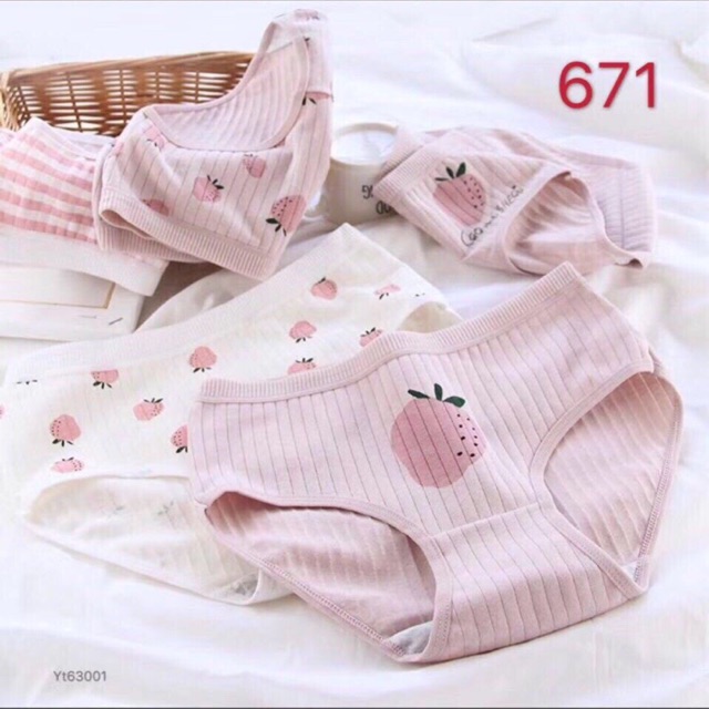 QUẦN LÓT COTTON DÂU CUTE CAO CẤP