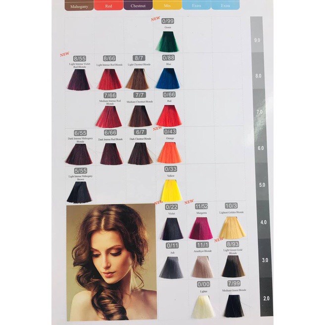 Màu Nhuộm Tóc Colorline Shine chuẩn tông cho salon 100ml , Bảng màu thuốc nhuộm