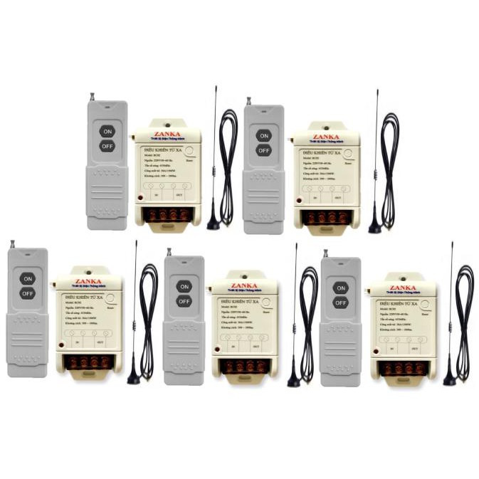 Công tắc điều khiển từ xa công suất lớn 500M~1000M 30A/220V sóng Radio RF 433Mhz BỘ 05