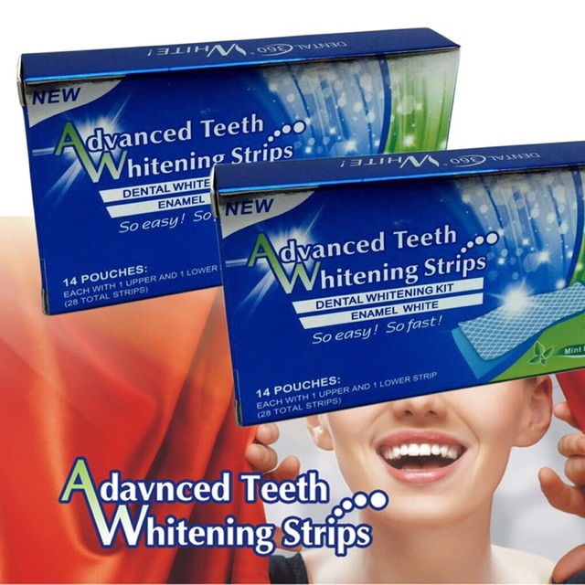 Hộp 14 miếng dán Trắng Răng Whitening Strip Advanced -7 ngày