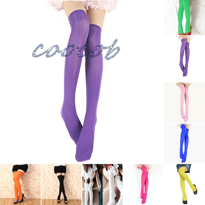 Women Solid Color Extra Long Boot Socks Over Knee Thigh High School Stocking