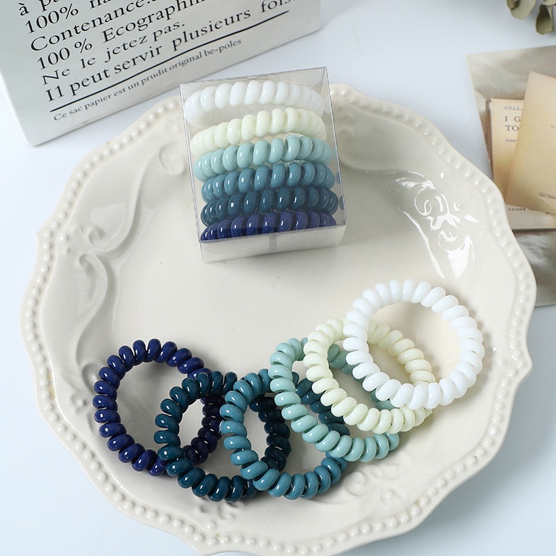 Set 6 Dây Buộc Tóc Lò Xo Co Giãn Cao Màu Kẹo Thời Trang Dành Cho Nữ