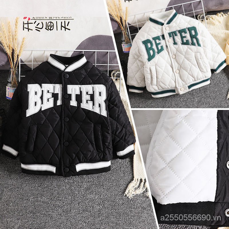 Áo Khoác Bóng Chày Lót Cotton Thời Trang Thu Đông Cho Bé Trai