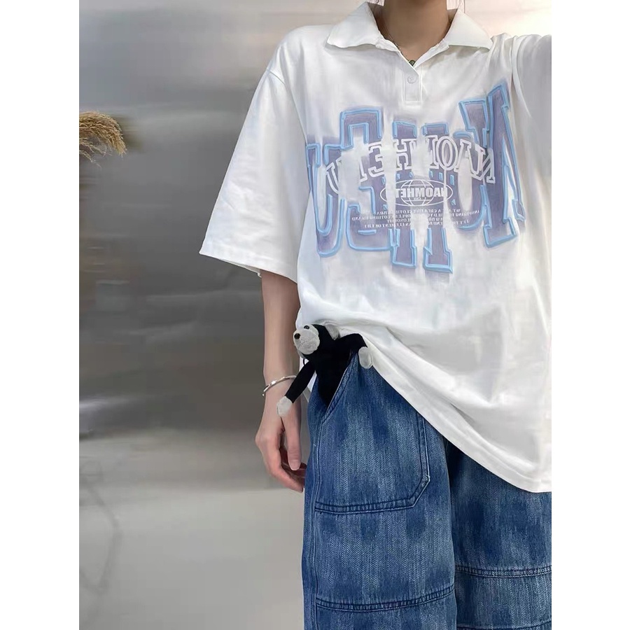 Áo polo ueh RUBY Chất cotton dầy đẹp, from thụng tay lỡ nam nữ mặc được, cổ bẻ unisex