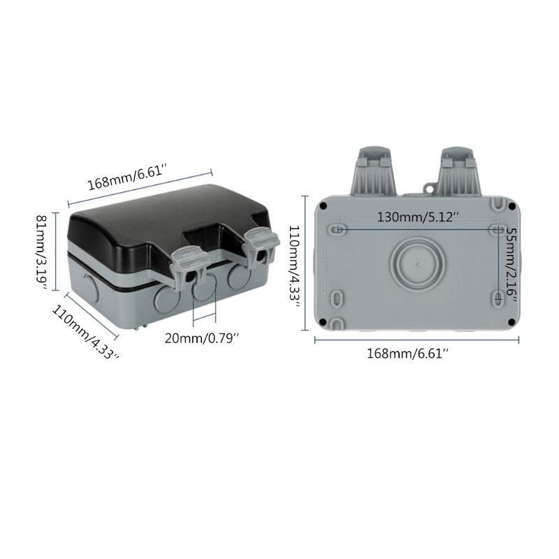 Ổ Cắm Điện Ngoài Trời Chống Nước IP66 Có Nắp Đậy 13A
