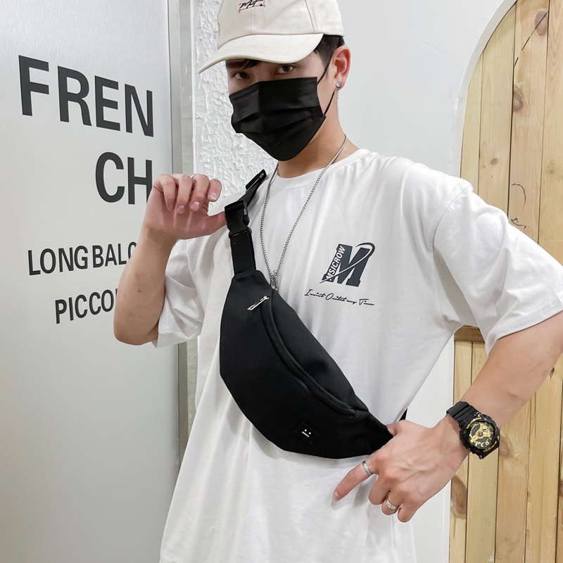 Túi đeo chéo màu trơn phong cách thời trang cá tính cho nam