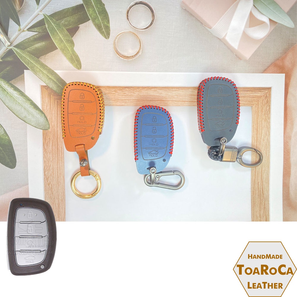 Bao da chìa khóa Hyundai Creta 2022, Stargazer 2022 2023 4 nút bấm  chìa khoá smartkey ô tô bằng da bò hanmade