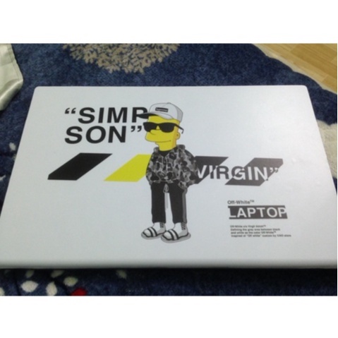 Decal laptop V.NO SKIN Simpson - Off white cao cấp dành cho laptop dell/asus/acer/hp