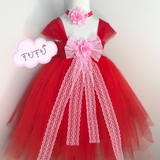 Váy tutu đỏ nơ ren (có thể chọn màu)