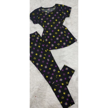 Bộ tay ngắn quần dài thun tơ hoa