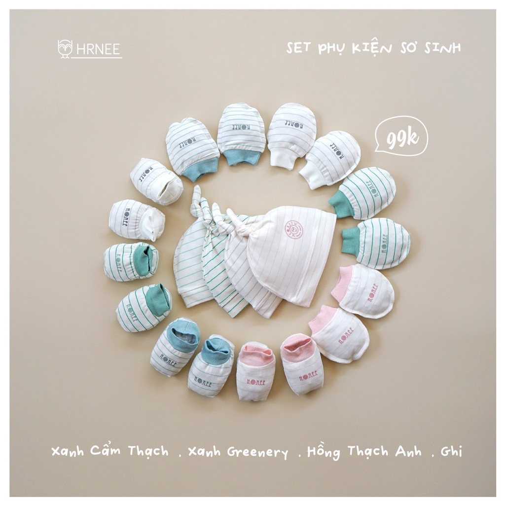 Sét phụ kiện sơ sinh bao gồm mũ, bao chân và bao tay