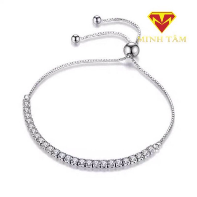 LẮC TAY BẠC DÂY RÚT NẠM ĐÁ BẠC S925 CAO CẤP