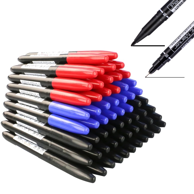 Bộ 10 Bút Đánh Dấu Đầu Lớn Màu Xanh Dương/Đỏ/Đen Nhanh Khô