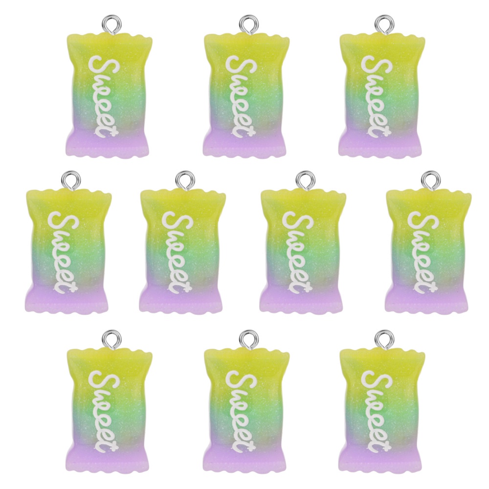 Set 10 Mặt Dây Chuyền Bằng Nhựa Màu Sắc Ngọt Ngào