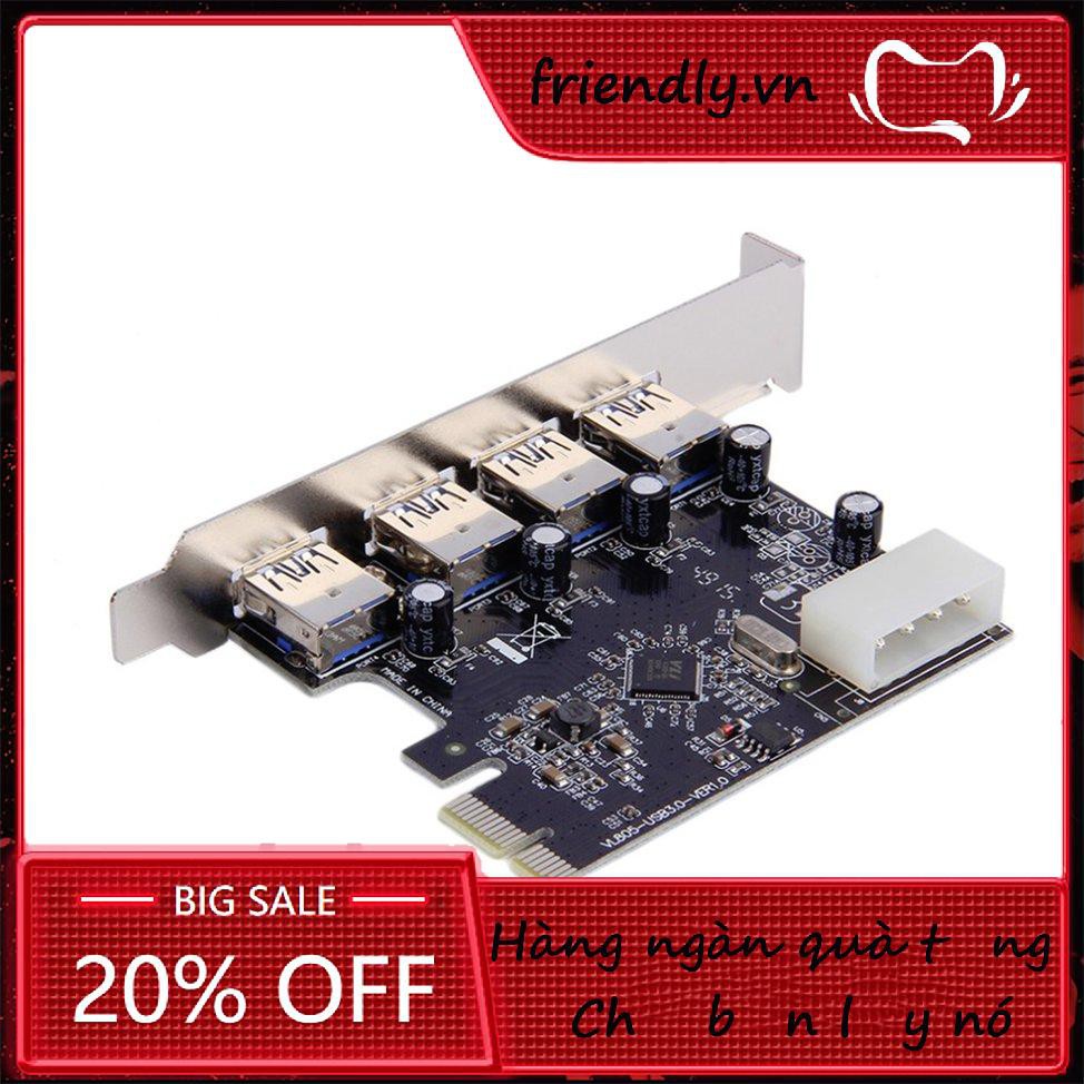 Card Mở Rộng 4 Cổng Pci-E Sang Usb 3.0 5 Gbps Tốc Độ Cao