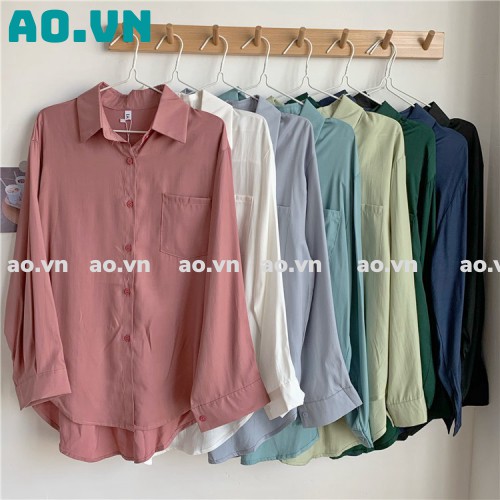 {ao.vn} Áo sơ mi nữ cổ polo dáng dấu quần 2021 FREESHIP 50K A,033