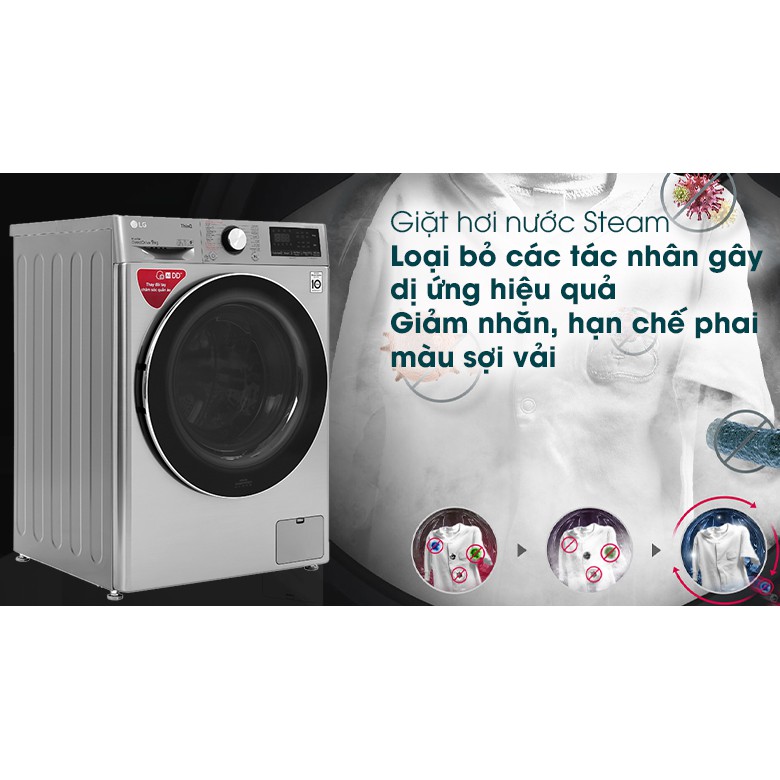 Máy giặt LG Inverter 9 kg FV1409S2V (Miễn phí giao tại HCM-ngoài tỉnh liên hệ shop)