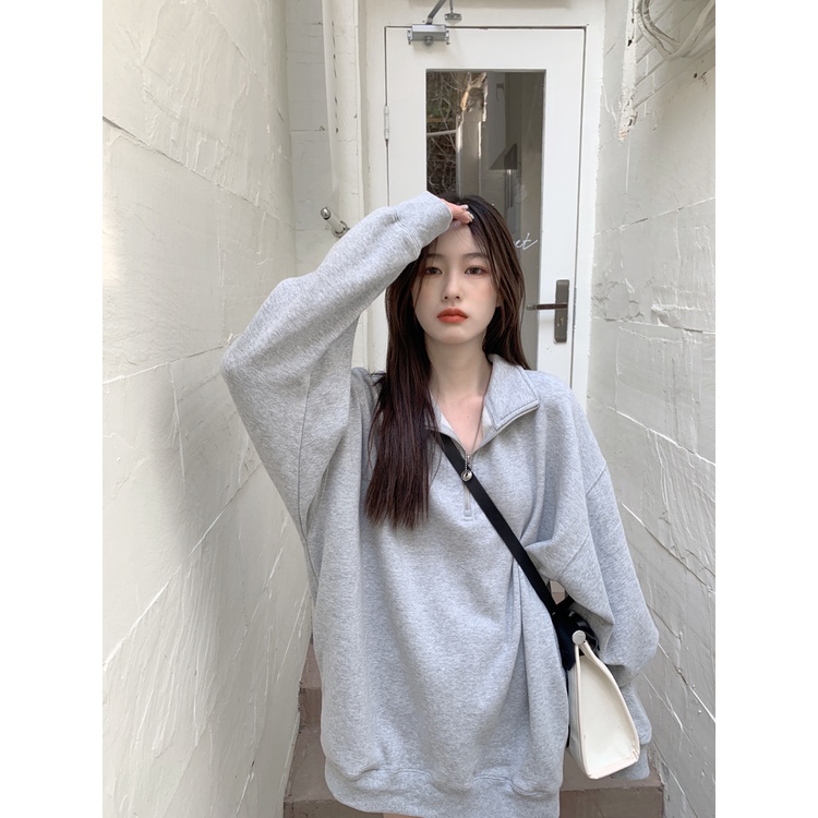 Áo Hoodie Lửng Dáng Rộng Cổ Rùa Màu Sắc Đơn Giản Phong Cách Hàn Quốc Dành Cho Nữ | BigBuy360 - bigbuy360.vn