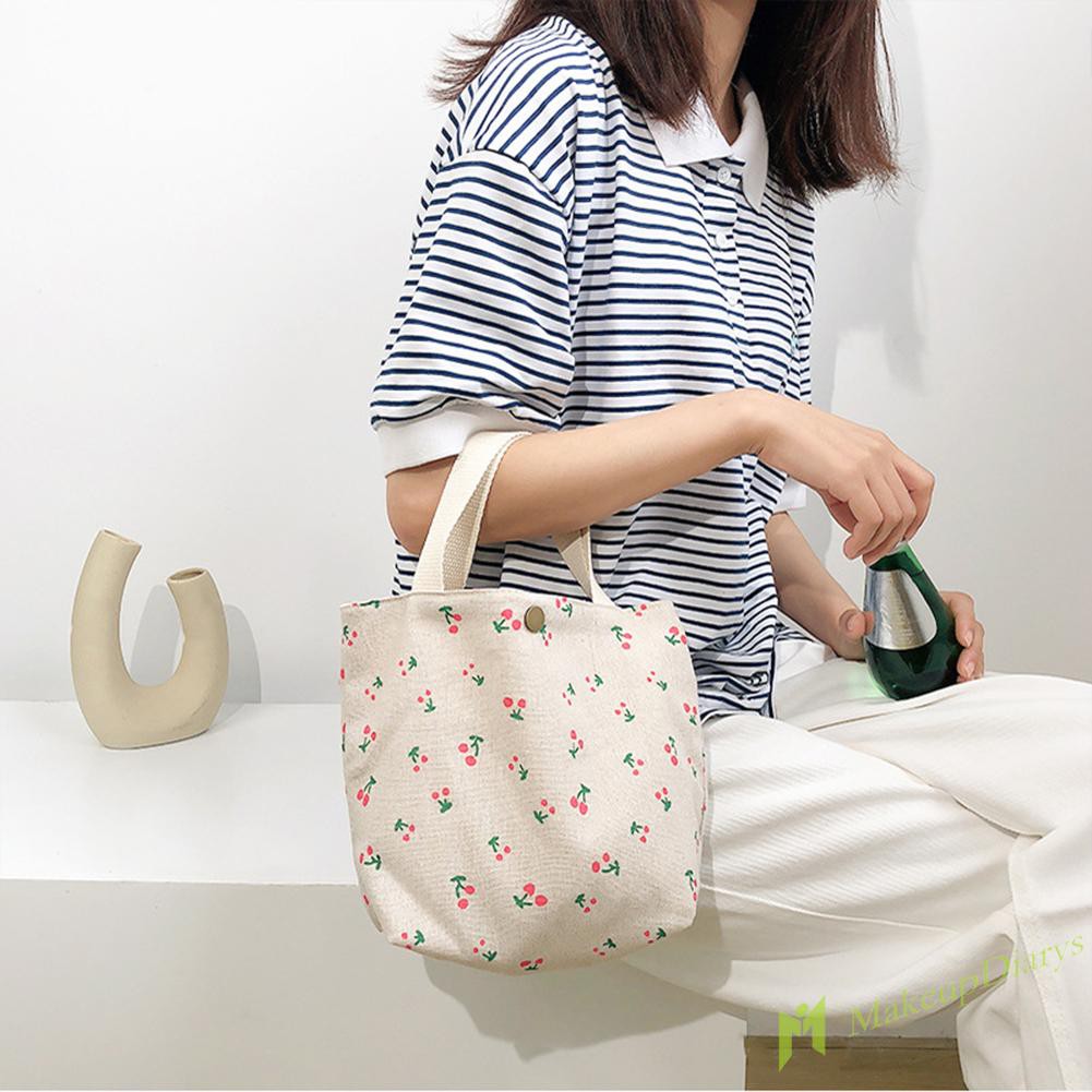 Túi xách tay bằng vải canvas in họa tiết xinh xắn dành cho nữ | BigBuy360 - bigbuy360.vn