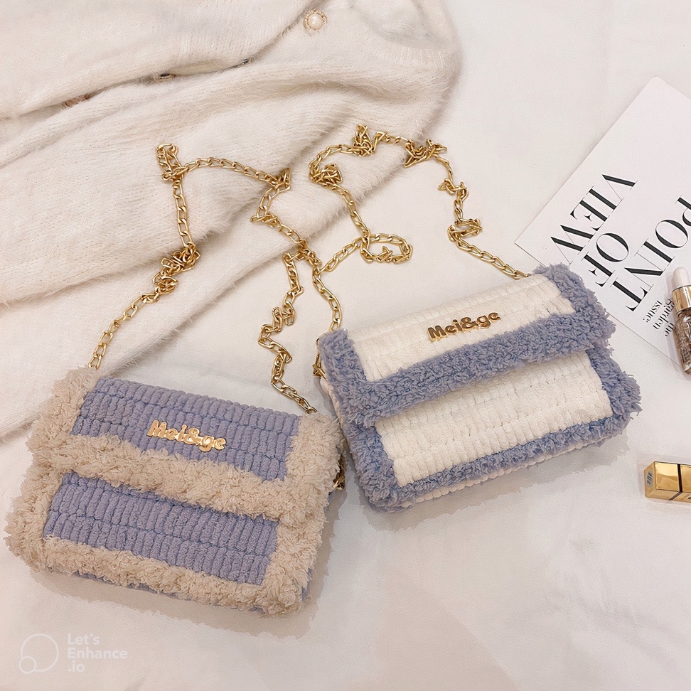 [Có video hướng dẫn] Túi tự đan handmade, túi len phối màu đeo chéo phong cách Hàn Quốc - Bộ phụ kiện đầy đủ LX108