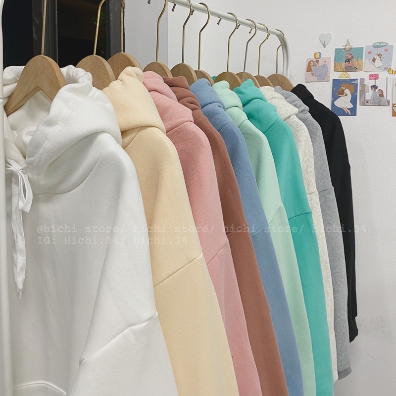 áo hoodie nỉ bông trơn basic 11 màu unisex nam nữ sweater hichi | BigBuy360 - bigbuy360.vn