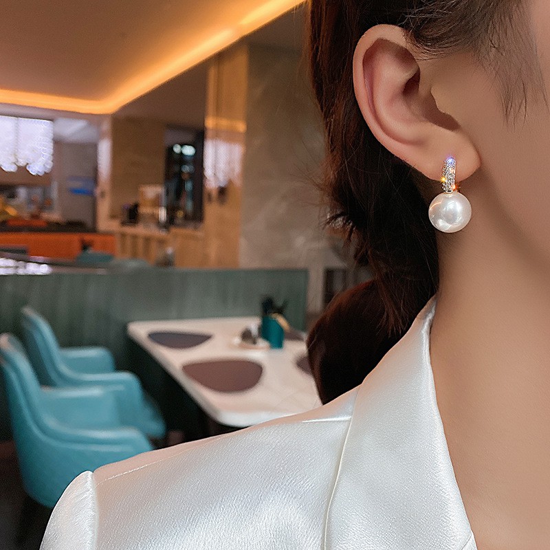 Bông tai ngọc trai nhân tạo 14mm, khóa chốt mạ bạc 925, mạ vàng 10k, thiết kế mới của năm 2021