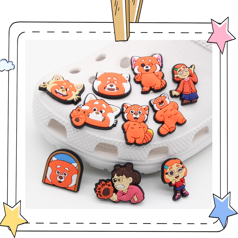 Crocs Jibbitz Shoe Charms DIY màu đỏ Gấu mèo khóa giày theo chủ đề pvc accessories decorate Phụ kiện dép Với 1000 Mẫu Lựa Chọn Thích hợp làm quà tặng giày trẻ em