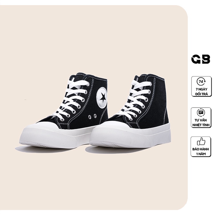 Giày Sneaker Nữ Cổ Cao Giày BOM Thể Thao Đế Độn  Vải Basics Màu Đen Trắng Hot Trend Thời Trang giayBOM GB Classics B1364
