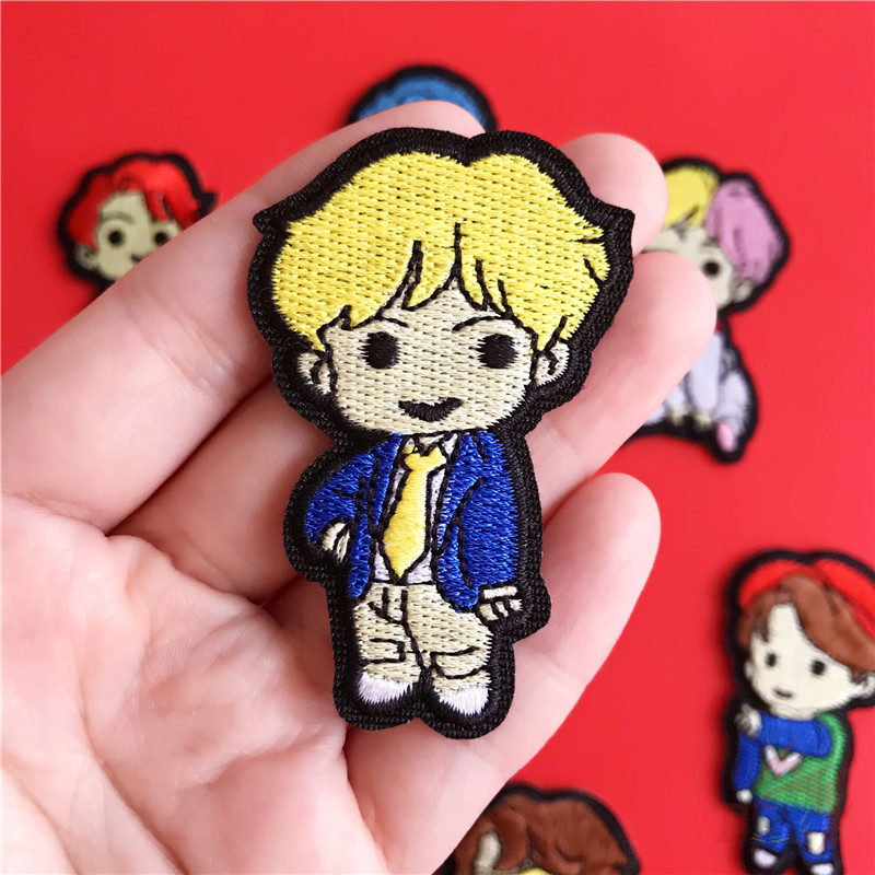 Miếng Dán Ủi Thêu Trang Trí Quần Áo Phong Cách Hình Hoạt Hình Bts Kpop Đáng Yêu