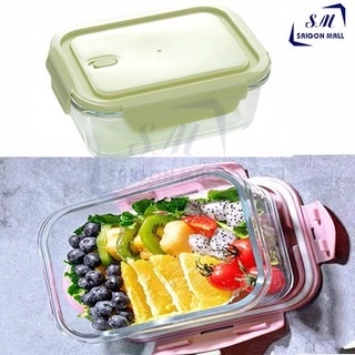 Hộp đựng cơm chữ nhật - hộp thủy tinh 1040ml đựng thực phẩm BX1001 - Hộp chịu nhiệt cao dùng được lò viba