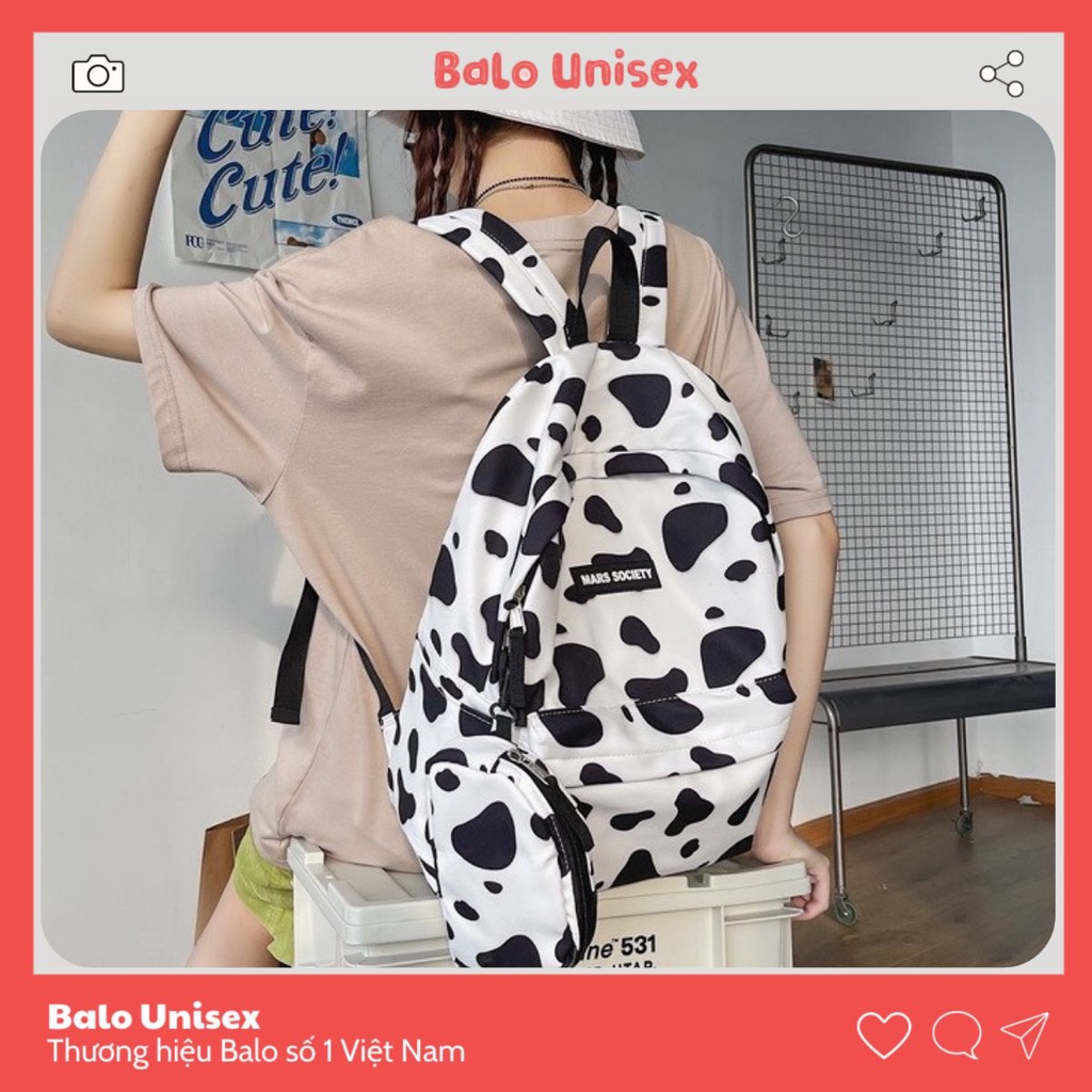 Balo bò sữa ulzzang, balo ngựa vằn chống nước 623BOS