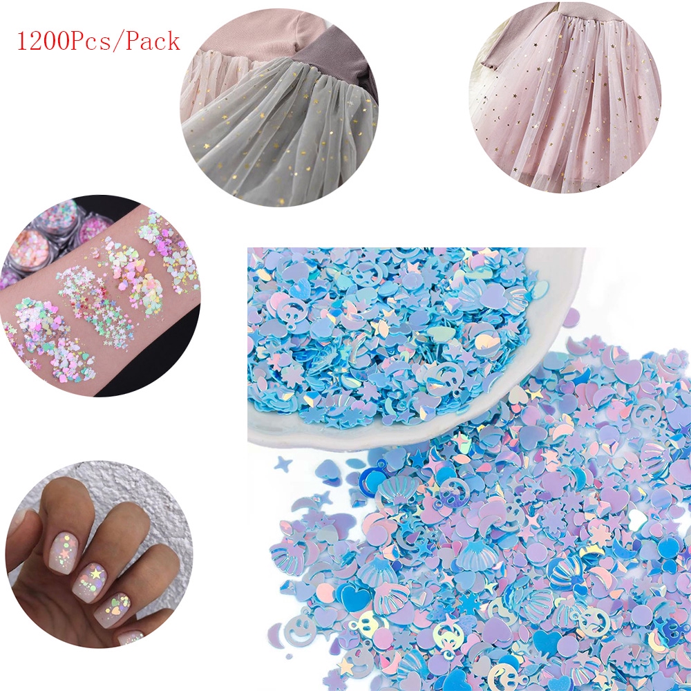 Túi 1200 hạt kim tuyến lấp láp trang trí trang phục/ đám cưới/ sổ lưu niệm/ móng tay độc đáo sáng tạo