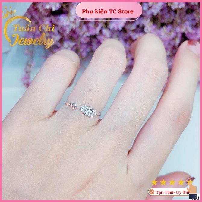 ⭐SALE LỖ⭐ Nhẫn Bạc Nữ Hình Lông Vũ Đơn Giản, Xinh Xắn, Dáng Hở Phù Hợp Mọi Size Tay