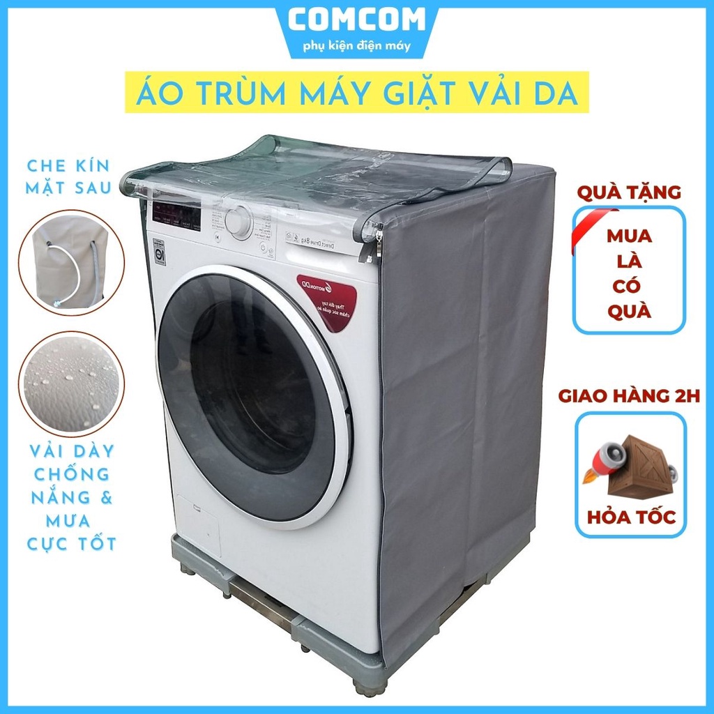 Áo trùm máy giặt lồng ngang (cửa trước)  - chất liệu bọc máy giặt Vải DA cao cấp chống nắng, chống mưa vượt trội