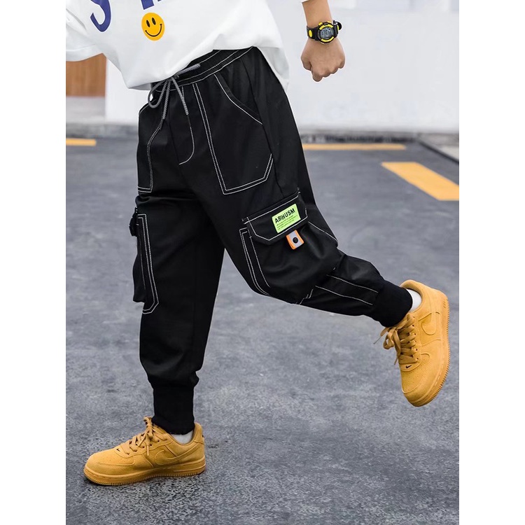 Quần Dài Dáng Rộng Chất Liệu Cotton Phong Cách Retro Nhật Bản Thời Trang Cho Bé Trai