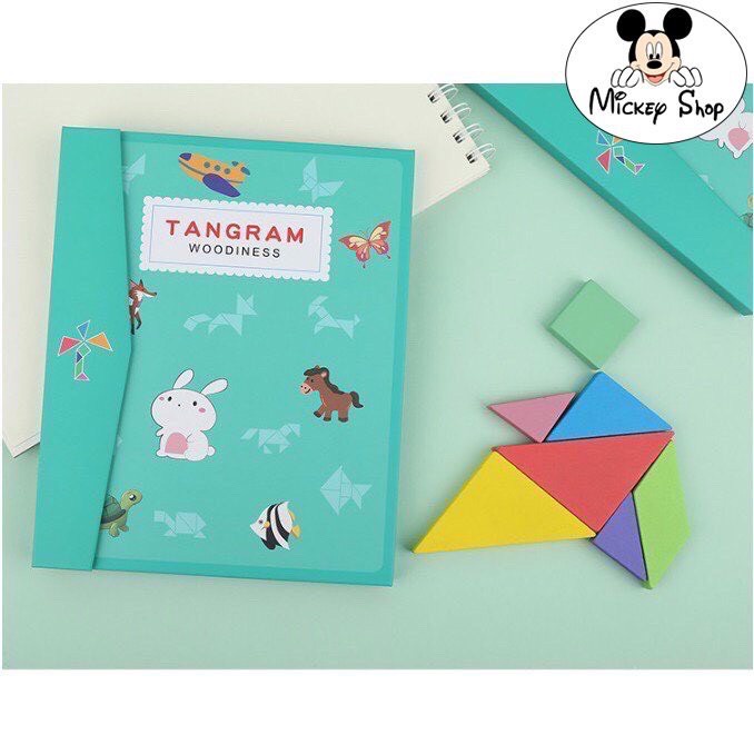 Đồ Chơi Trí Tuệ,  Xếp hình tư duy Tangram có kèm sách từ tính cho trẻ rèn luyện tư duy sáng tạo